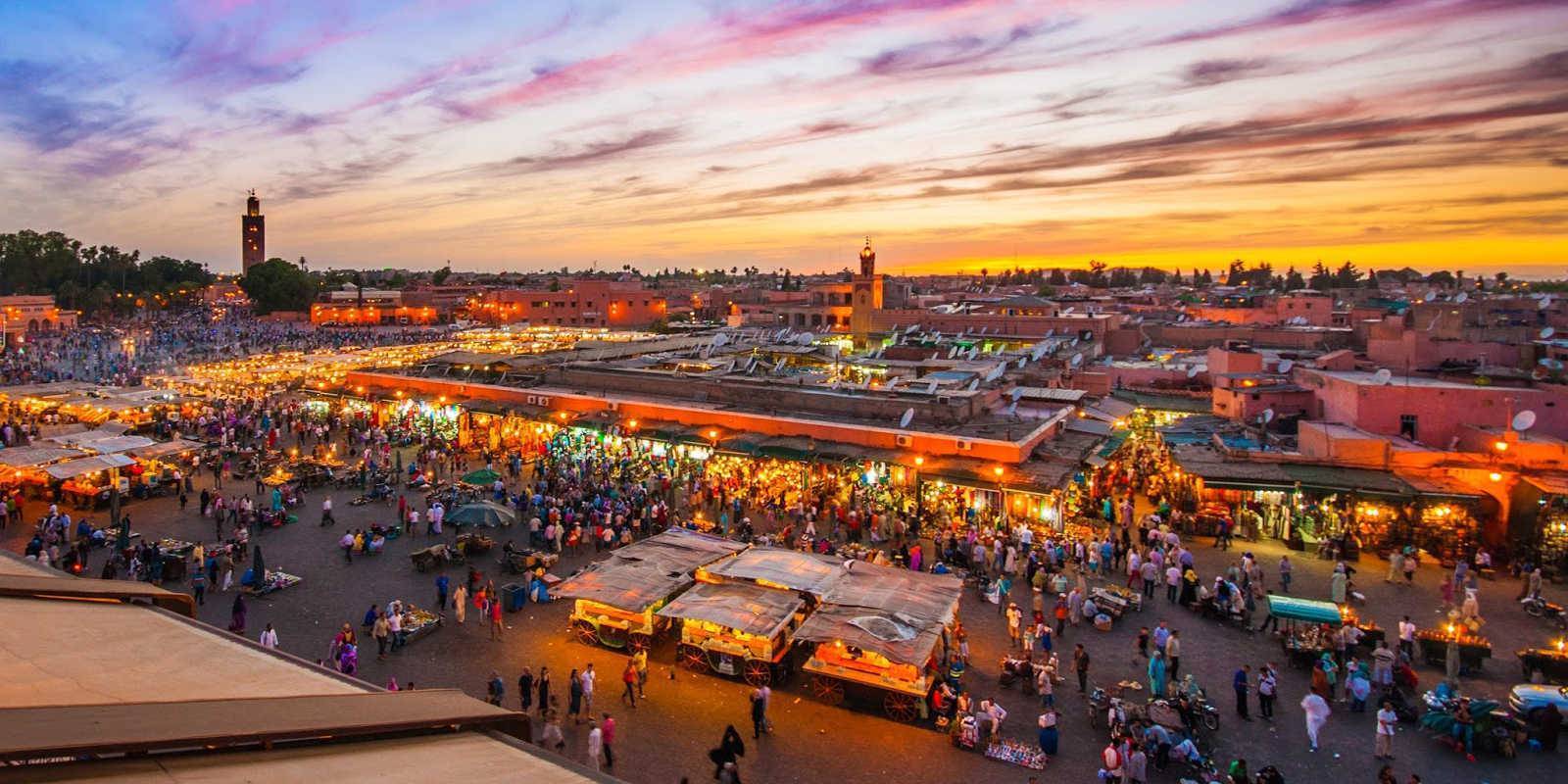 Jemaa El Fnaa Square by night