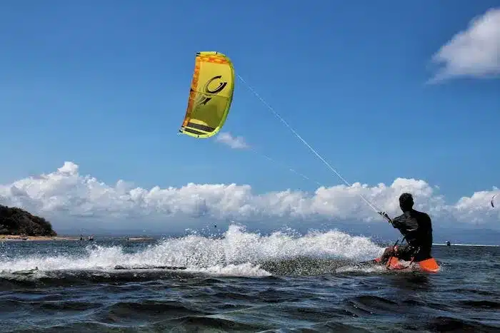 A surfer Practicing Wind Surf in the Essaouira's Beach