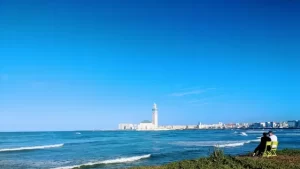 Two Couples Setting Safely in The city of Casablanca next to the Beach