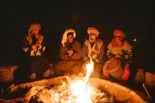 Local Berbers Playing Traditional Gnawa on Drums whil your Sahara Desert Tour